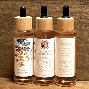 Unscented Organic Beard, Hair and Body Oil by Golden Age Naturals